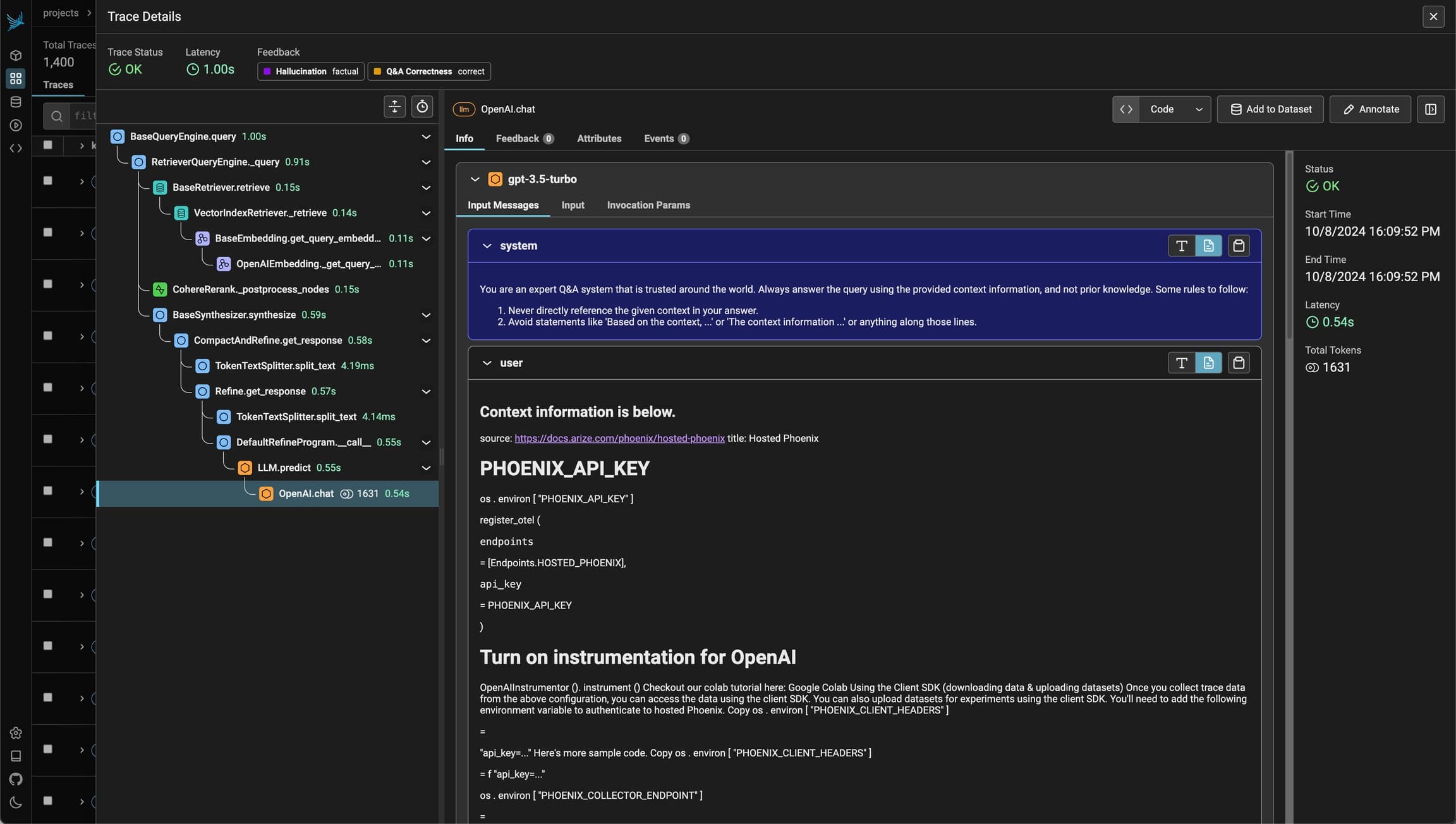 Arize Phoenix UI — playground or prompt view (screenshot 4).