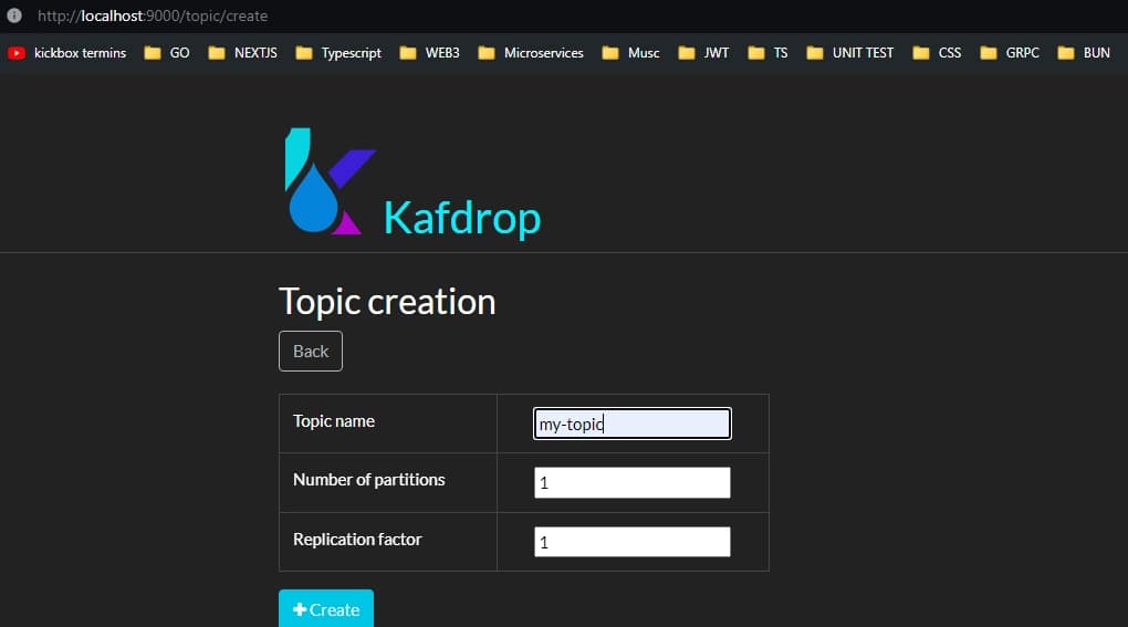 create kafka topics