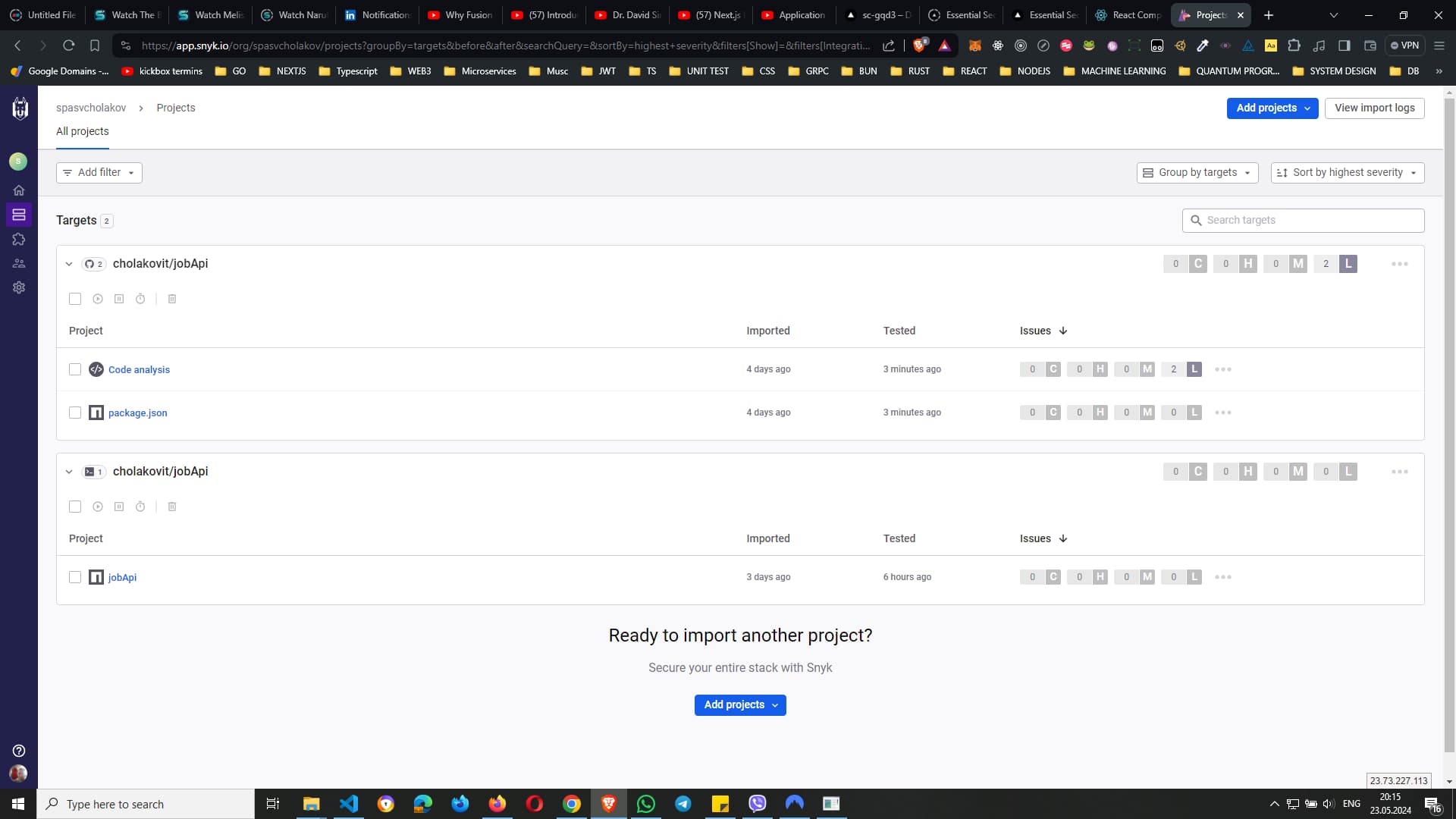 Screenshot of Snyk code analysis showing an open redirect vulnerability in the ExpressJS application code. Screenshot of Snyk code analysis showing an open redirect vulnerability in the ExpressJS application code.